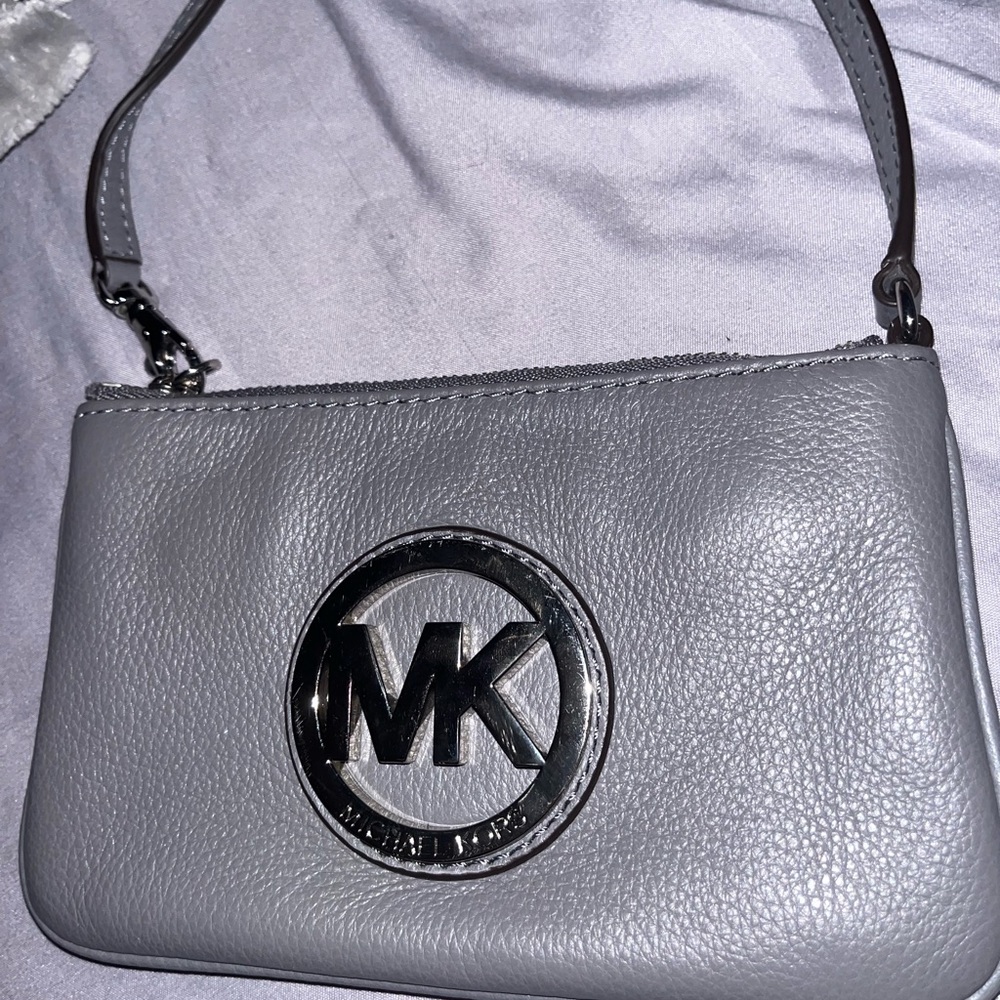 Michael Kors, gray wristlet, soft leather, like new.